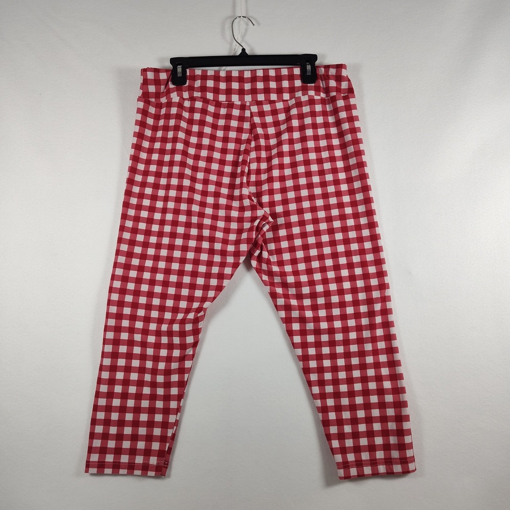 Way to Celebrate Patriotic Red White Gingham Check Leggings XXL 20 Capri Cropped - Picture 3 of 10